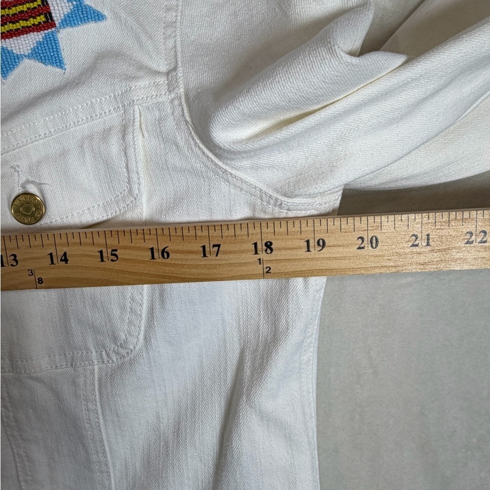 Women’s Polo Ralph Lauren White Jean Jacket Western Southwest Embroidered Bead - Picture 10 of 11